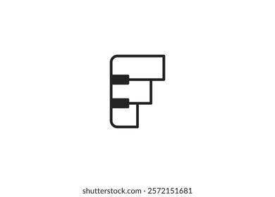 F piano logo made in outline style