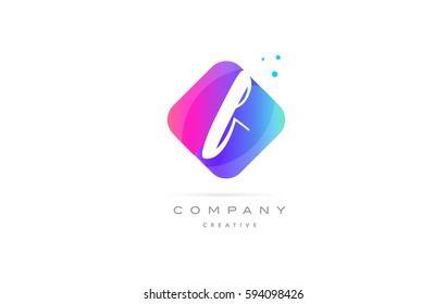 f pink blue rhombus abstract 3d alphabet company letter text logo hand writting written design vector icon template 