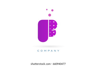 f pink dots dotted letter logo alphabet creative company vector icon design template