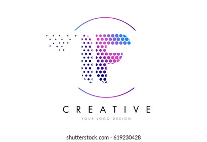 IF I F Pink Magenta Dotted Bubble Letter Logo Design. Dots Lettering Vector Illustration