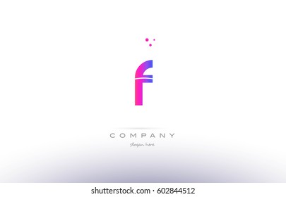 f pink purple modern creative gradient alphabet company logo design vector icon template