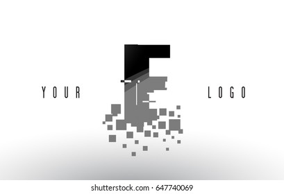 IF I F Pixel Letter Logo with Digital Shattered Black Squares. Creative Letters Vector Illustration.