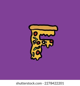 f from pizza vector fast food alphabet and number