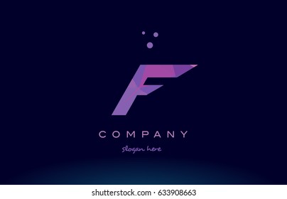 f polygon polygonal letter alphabet text pink purple dots creative company logo vector icon design template