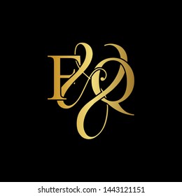 F & Q / FQ logo initial vector mark. Initial letter F&Q FQ luxury art vector mark logo, gold color on black background.