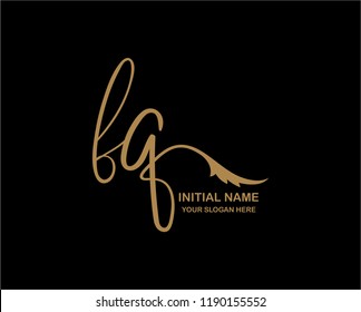 F Q Initial Handwriting Logo Template