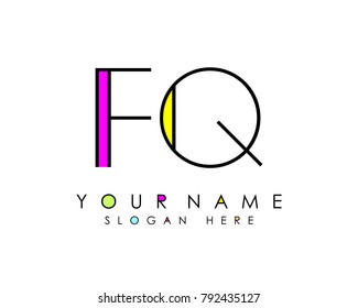 F & Q initial minimalist logo template vector
