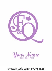 F Q initial wedding decorative logo template