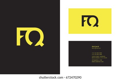 F Q joint logo icon with Business card template