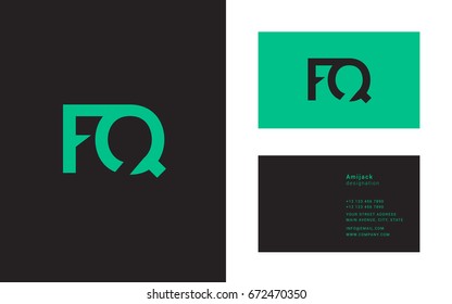 F Q joint logo icon with Business card template