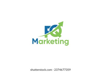 F Q-Buchstaben und Pfeil-Logo für digitales Marketing-Vektorgrafik