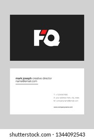 F Q letters Joint logo icon with business card vector template.