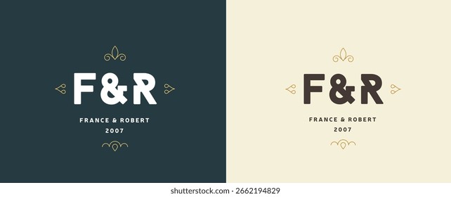 F and R  dark and light color luxury logo