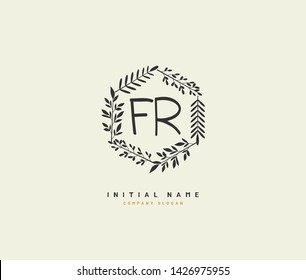 F R FR Beauty vector initial logo, handwriting logo of initial signature, wedding, fashion, jewerly, boutique, floral and botanical with creative template for any company or business.