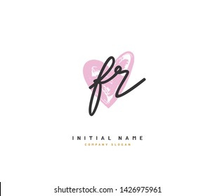 F R FR Beauty vector initial logo, handwriting logo of initial signature, wedding, fashion, jewerly, boutique, floral and botanical with creative template for any company or business.