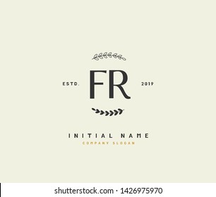 F R FR Beauty vector initial logo, handwriting logo of initial signature, wedding, fashion, jewerly, boutique, floral and botanical with creative template for any company or business.