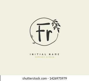 F R FR Beauty vector initial logo, handwriting logo of initial signature, wedding, fashion, jewerly, boutique, floral and botanical with creative template for any company or business.