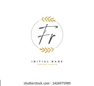 F R FR Beauty vector initial logo, handwriting logo of initial signature, wedding, fashion, jewerly, boutique, floral and botanical with creative template for any company or business.