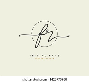 F R FR Logo inicial vectorial de belleza, logo de escritura a mano de firma inicial, boda, moda, joyas, boutique, floral y botánica con plantilla creativa para cualquier empresa o negocio.
