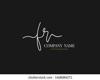 F R FR Initial handwriting logo design with circle. Beautyful design handwritten logo for fashion, team, wedding, luxury logo.