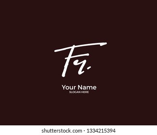 F R FR initial logo signature vector. Handwriting concept logo.