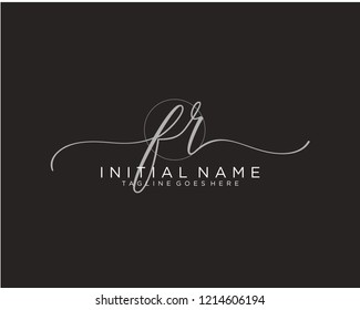 F R Initial handwriting logo vector
