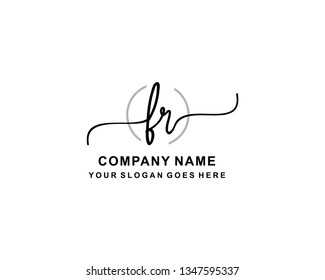 F R Initial Handwriting Logo Template