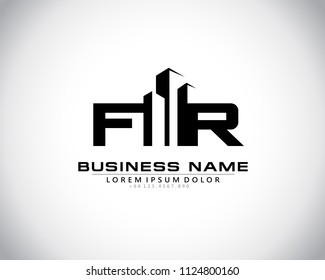 F R Initial logo concept with building template vector.