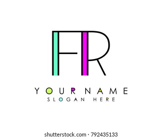 F & R initial minimalist logo template vector