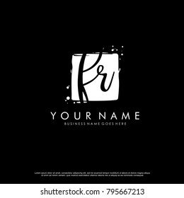 F R initial square logo template vector