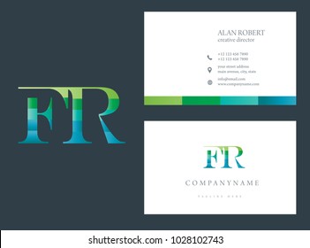 F & R joint logo multi color letters design with business card template