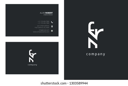 F & R line logo joint letter design with business card template