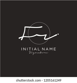 F R Signature initial logo template vector