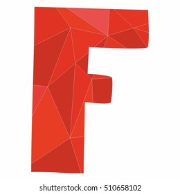 F red alphabet vector letter isolated on white background