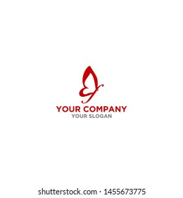 F Red Butterfly Logo Design Vector