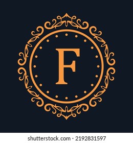 F Royal logo emblem isolated on rich dark blue background vector image.