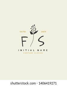 F S FS Beauty vector initial logo, handwriting logo of wedding, fashion, jewerly, heraldic, boutique, floral and botanical with creative template for any company or business.