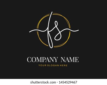 F S FS Initial handwriting logo design with circle. Beautyful design handwritten logo for fashion, team, wedding, luxury logo.