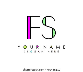 F & S initial minimalist logo template vector