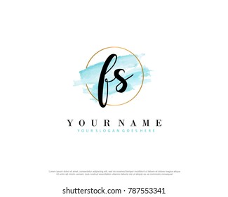 F S Initial water color logo template vector