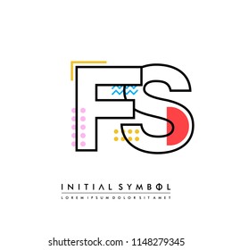 F S Memphis letter style, initial logo template vector full color.