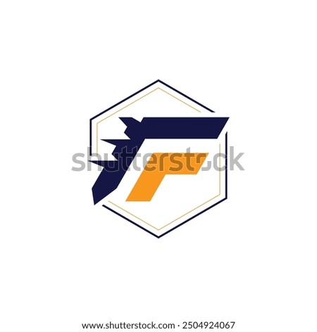 F Screw letter logo design in hexagon