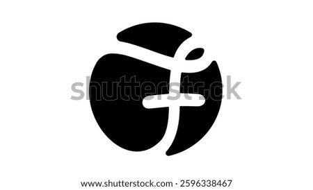 F seal logo, black isolated silhouette