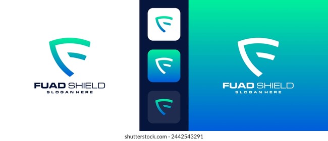 F logo del escudo . letra F en el escudo . diseño del logo simple