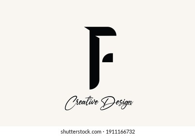 F simple black and white alphabet letter logo icon design. Lettering and corporate. Elegant identity template with creative text