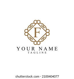 F einfaches Logo für das Monogramm-Alphabet. Kreatives Icon-Design mit Luxusrahmen für Unternehmen und Unternehmen