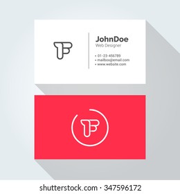 F Simple Letter Minimal alphabet linear logo. Business card template. Vector logo Element
