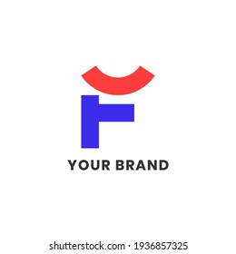 F Logotipo de sonrisa Resumen Letra alfabética simple única logotipo único para empresas y empresas. Grabación creativa e identidad corporativa. Diseño de marca