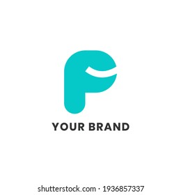 F Logotipo de sonrisa Resumen Letra alfabética simple única logotipo único para empresas y empresas. Grabación creativa e identidad corporativa. Diseño de marca