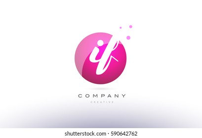 if i f  sphere pink 3d alphabet company letter combination logo hand writting written design vector icon template 